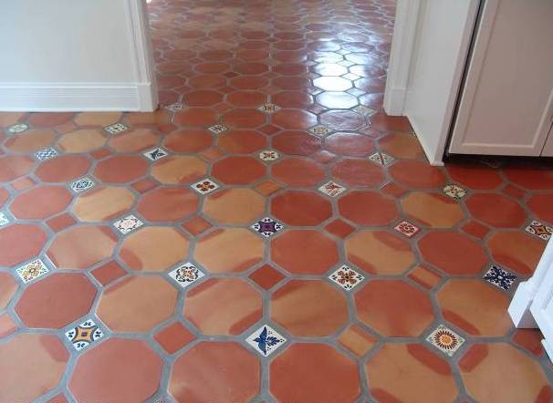 Colourful Octagon Terracotta Floor Tiles Design