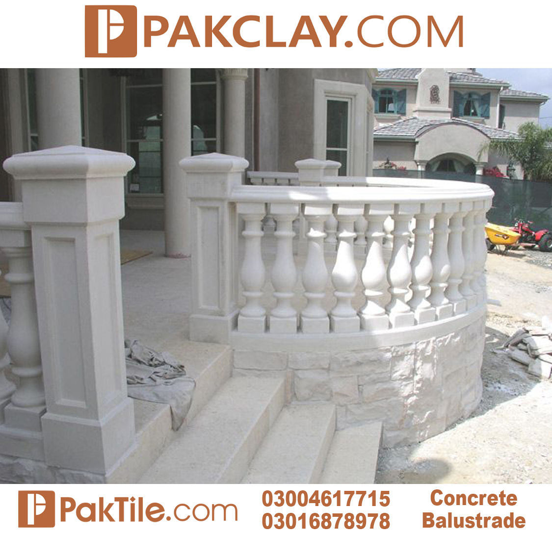 Pak clay tiles Balcony concrete railing design