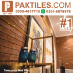 Red Bricks Gutka Wall Living Room Tiles Design