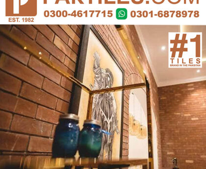 Red Bricks Gutka Wall Living Room Tiles Design